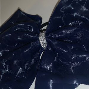 Holographic Navy Blue Cheer Bow